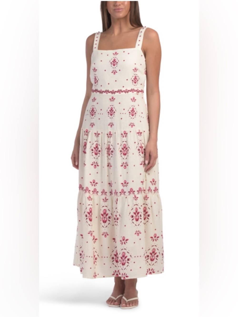 NWT Christian Lacroix Linen Blend Tiered Maxi Dress
